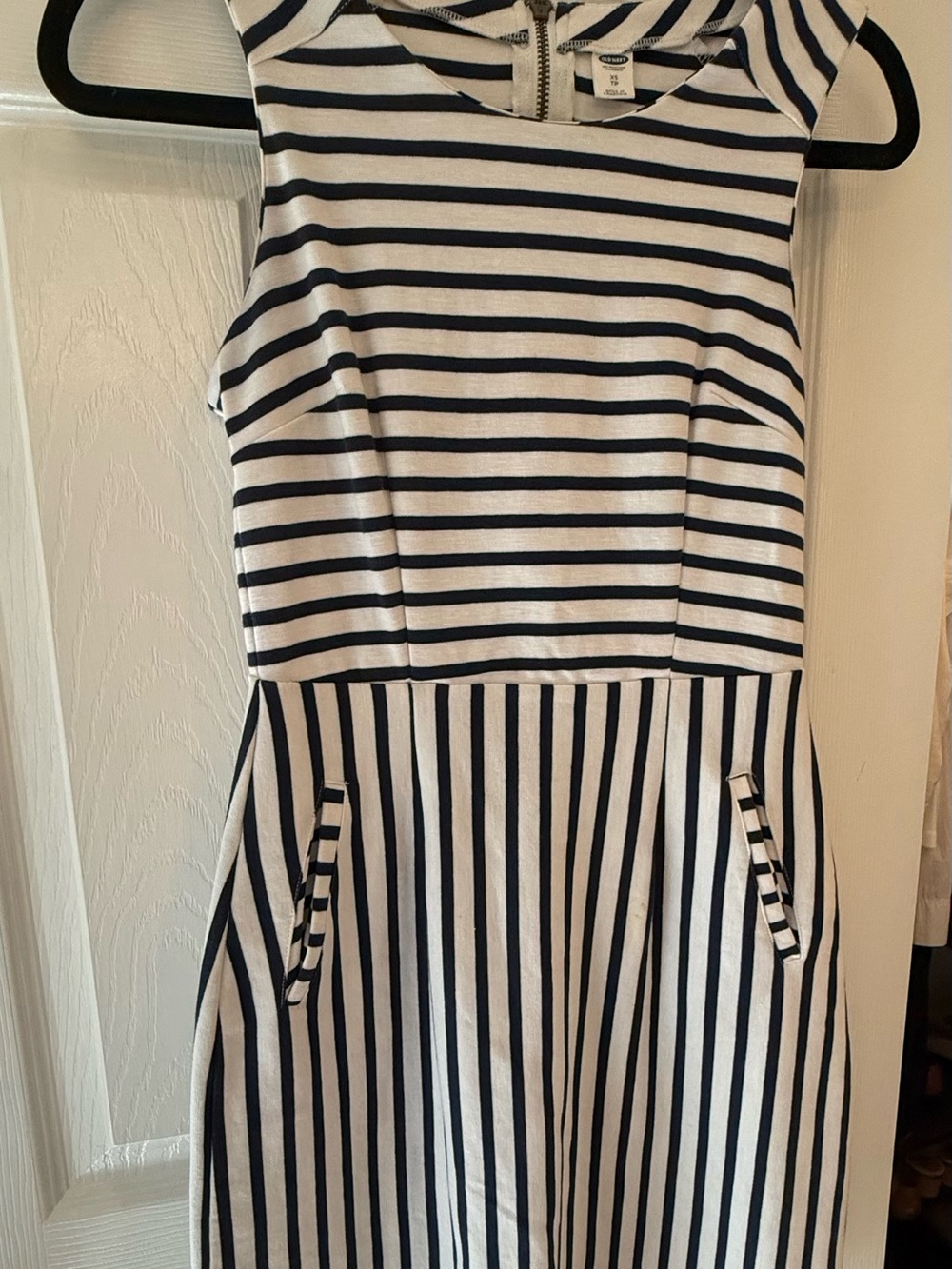 Old Navy Navy and White Striped Sleeveless Fit-and-Flare Dress